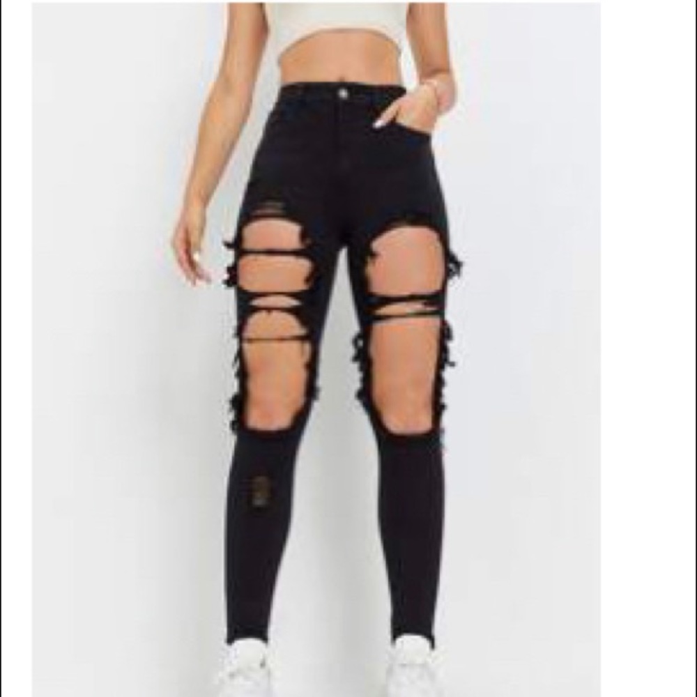 Cut-out Skinny Cropped Shein Jeans
